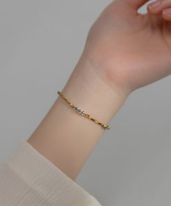 Vòng tay chỉ ngũ sắc với 3 viên bi bạc 3mm - Charm Bạc 925 Vòng Đá 5A - Mã TDKD00007KODA