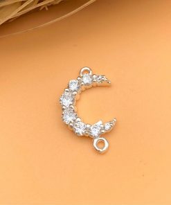 Charm bạc mặt trăng đính đá có móc 2 đầu - Charm Bạc 925 - Mã CB245
