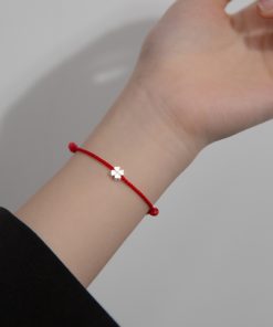 Vòng tết dây cỏ 4 lá bạc 925 cực xinh cầu may mắn - Charm Bạc 925 - Vòng Đá 5A - Mã TDKD00001KODA