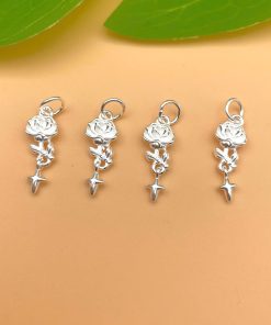 Charm treo hoa hồng móc ngôi sao bạc 925 mix vòng tay hoa tai dây chuyền - Charm Bạc 925 - Mã CB1720