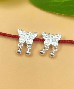 Charm bạc nối hình bướm gắn 2 bi dày dặn chắc chắn lỗ ~1.7mm - Charm Bạc 925 - Mã CB1505