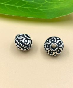 Charm bạc nối khắc hoa văn ~8.9x10.9mm, lỗ ~2.8mm dày dặn chắc chắn - Charm Bạc 925 - Mã CA1485