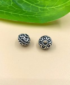 Alternative view of Charm bạc nối khắc hoa văn ~8.9x10.9mm, lỗ ~2.8mm dày dặn chắc chắn - Charm Bạc 925 - Mã CA1485