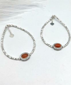 [Bạc 925] Lắc tay mặt đá mặt trời bạc 925 cực xinh cho nữ làm quà tặng - Vòng Đá 5A - VT2500181DMTR
