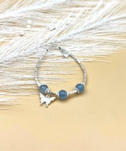 Lắc tay bạc 925 đính đá Aquamarine cho nữ - VT2400160