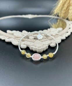Thạch anh tóc vàng, thạch anh hồng mix cung hoàng đạo bạc 925 - VT2400035VMIX