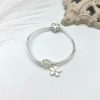 Vòng tay bạc đính hạt đá phong thủy charm hoa chỉ thiên 925 và trái tim 999 - VT2500177