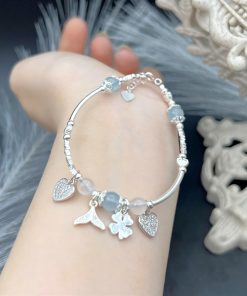 Lắc Tay Bạc 925 Mix Đá Phong Thủy Vintage Đủ Mệnh - Vòng Đá 5A - VT2500175VMIX (AQUA+ MOON)