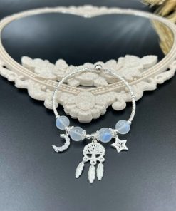 Vòng phong thủy mix charm trăng, sao và dreamcatcher - VT2400054