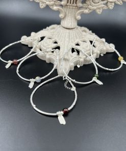 Lắc bạc 925 mix 1 hạt đá và charm hạt gạo Lucky - VT2400113
