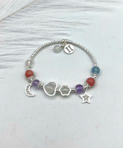 Vòng tay bạc 925 đa sắc mix mặt trăng, ngôi sao và cung hoàng đạo cho nữ - VT2500167VMIX