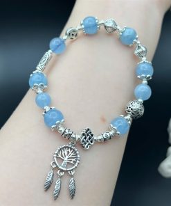 Vòng Aquamarine mix dreamcatcher nối cá chép