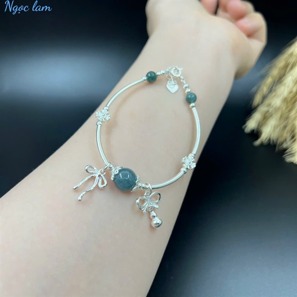 Vòng tay đá tự nhiên mix charm nơ xinh xắn - VT2400003TATE - Ảnh 4