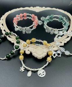 Vòng đá tự nhiên mix charm bạc 925 đủ cung mệnh - VT2400077