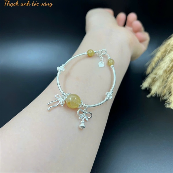 Vòng tay đá tự nhiên mix charm nơ xinh xắn - VT2400003TATE - Ảnh 2