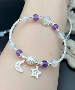Vòng thạch anh tím, moon mix ngôi sao và mặt trăng
