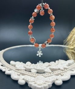 Alternative view of Vòng đá mặt trời mix charm hoa 5 cánh bạc 925 - VT2400074DMTR