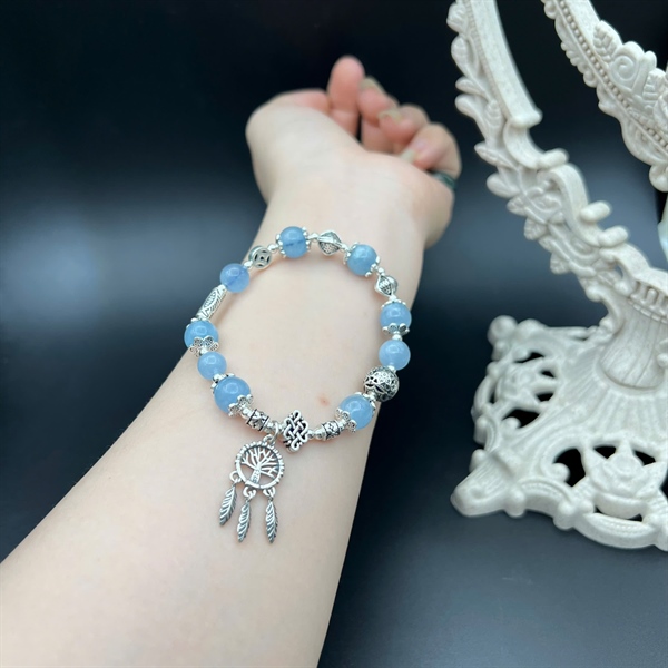 Vòng Aquamarine mix dreamcatcher nối cá chép - Ảnh 4