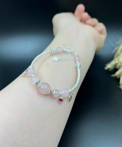 Vòng thạch anh hồng mix charm bạc 925 - VT2400024TAHO
