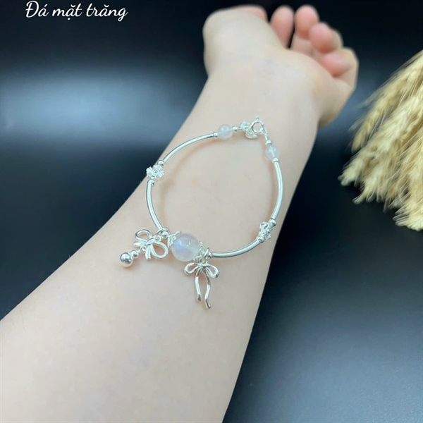 Vòng tay đá tự nhiên mix charm nơ xinh xắn - VT2400003TATE - Ảnh 3