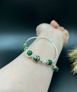 Alternative view of Vòng 5 hạt đá tự nhiên mix charm bạc 925 - VT2400033