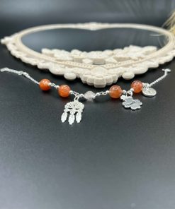Lắc tay đá mặt trời mix charm dream catcher và cỏ 4 lá may mắn - VT2400057VMIX